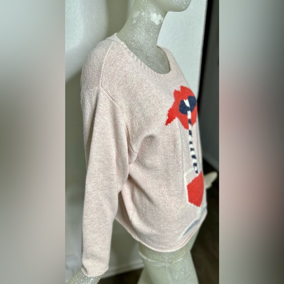 Wildfox Women’s Light Pink “Taking a Sip” Wide Collar Sweater. Size XSmall - Picture 5 of 12